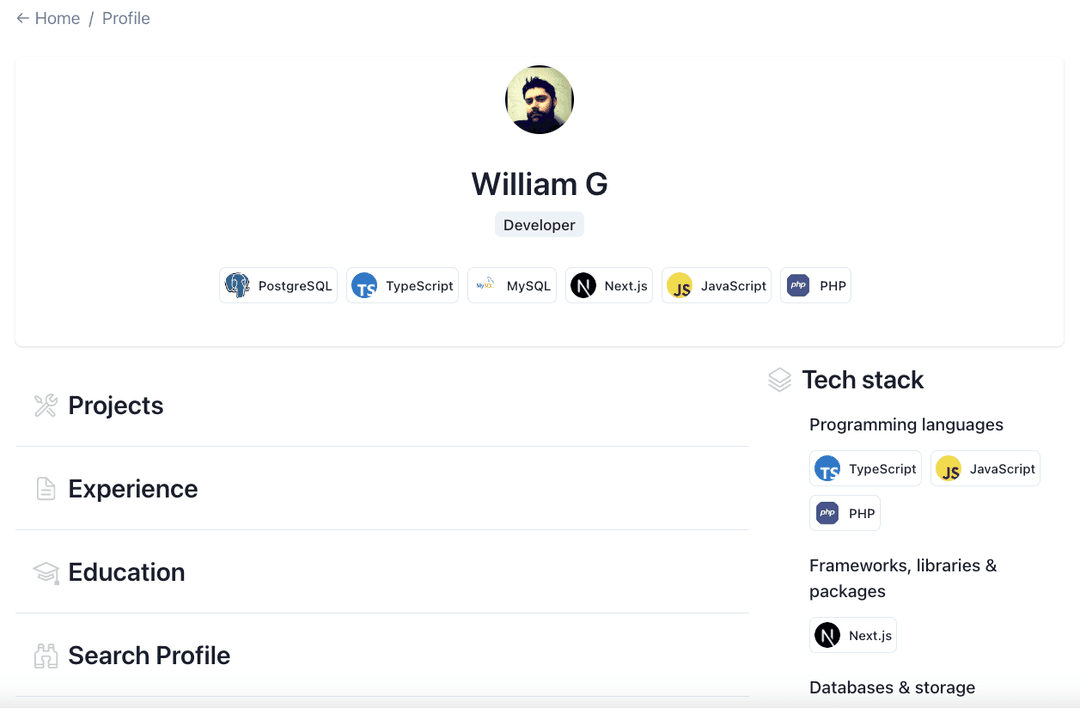 user profile